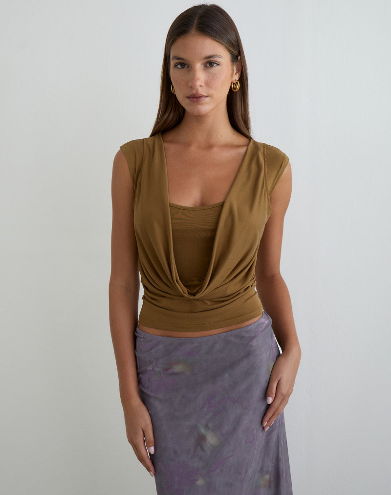 Bild des Rinsha Cowl Top in Cupro Dunkelgelb