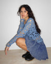 Image of Ripu Floral Crochet Long Sleeve Top in Midnight Blue