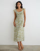 Image of Risala Scoop Midi Dress in Pale Flower Green