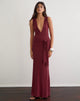 Image of Rohasy Plunge Maxi Dress in Cupro Burgundy
