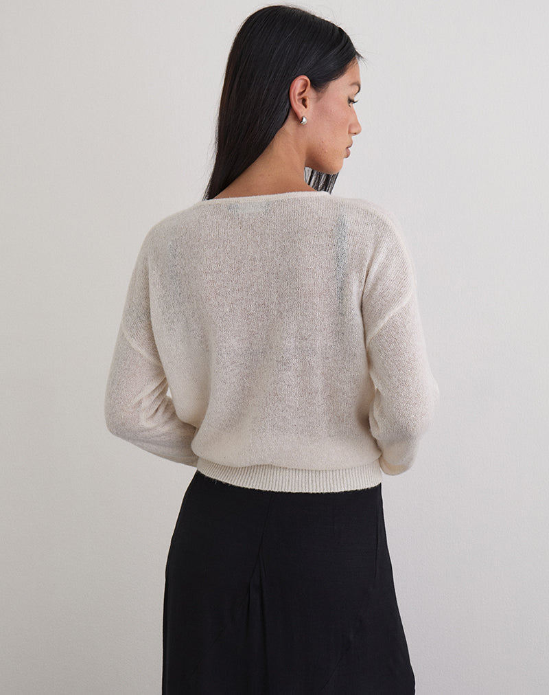 Image of Dorina Long Sleeve Top in Knit Ecru