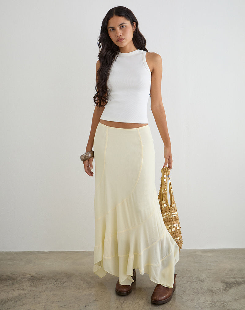 Image of Rombe Maxi Skirt in Crinkle Butter Yellow