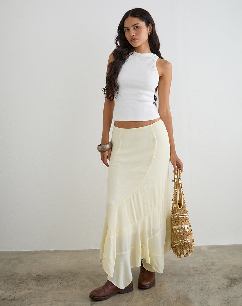 Image of Rombe Maxi Skirt in Crinkle Butter Yellow