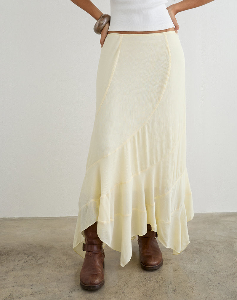 Image of Rombe Maxi Skirt in Crinkle Butter Yellow