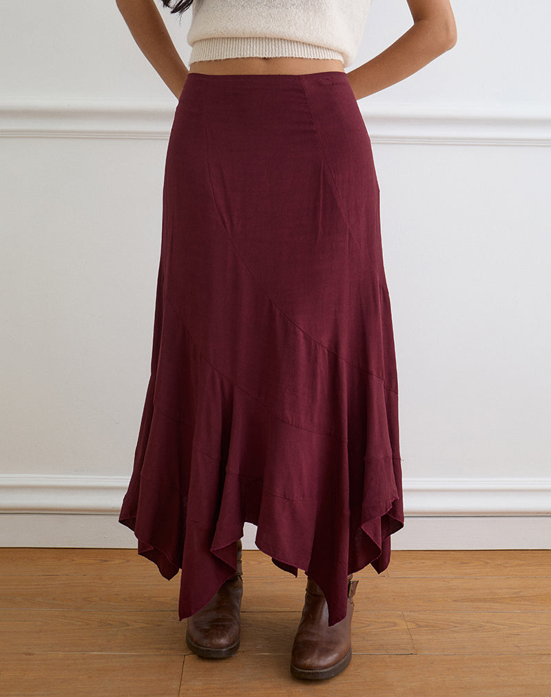 Rombe Maxi Skirt in Maroon