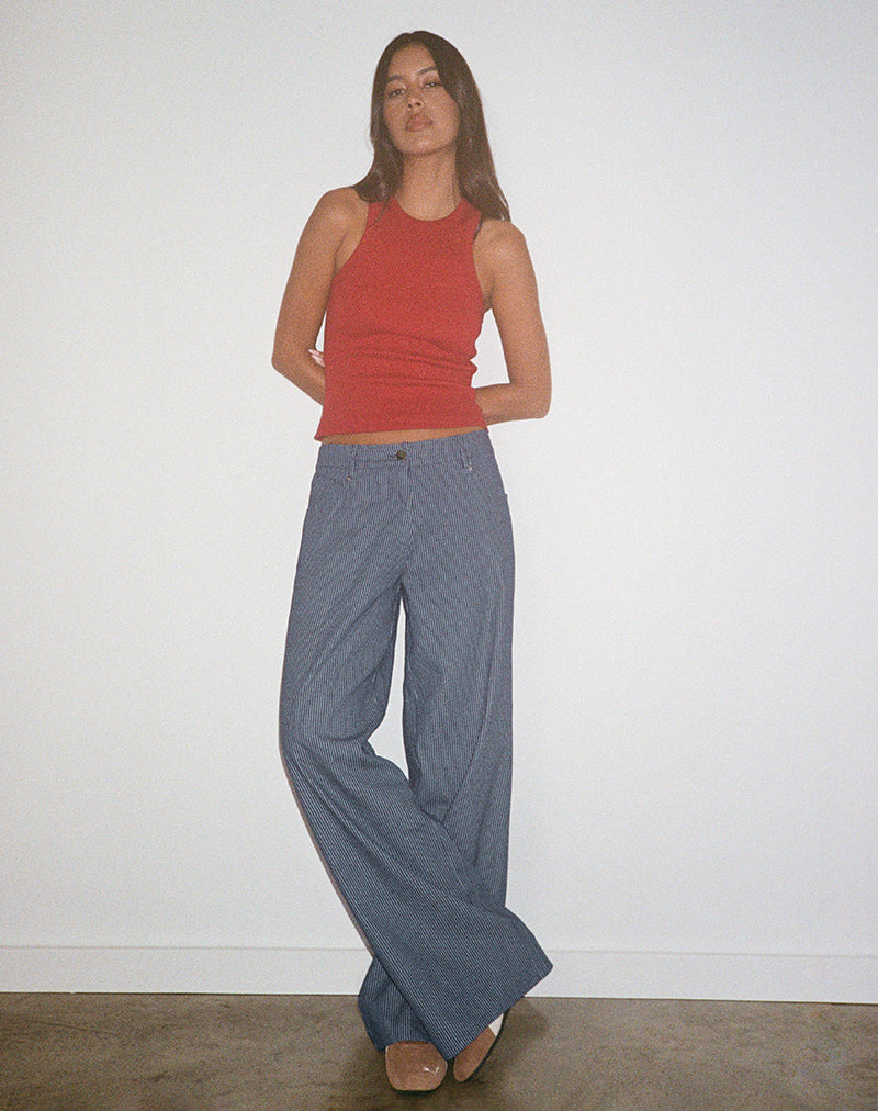Image of Roomy Extra Wide Low Rise Jeans in Pinstripe Indigo Wash