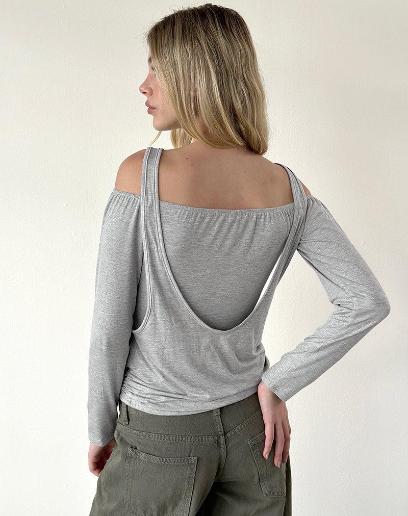 Image of Roras Top in Grey Marl Viscose Spandex