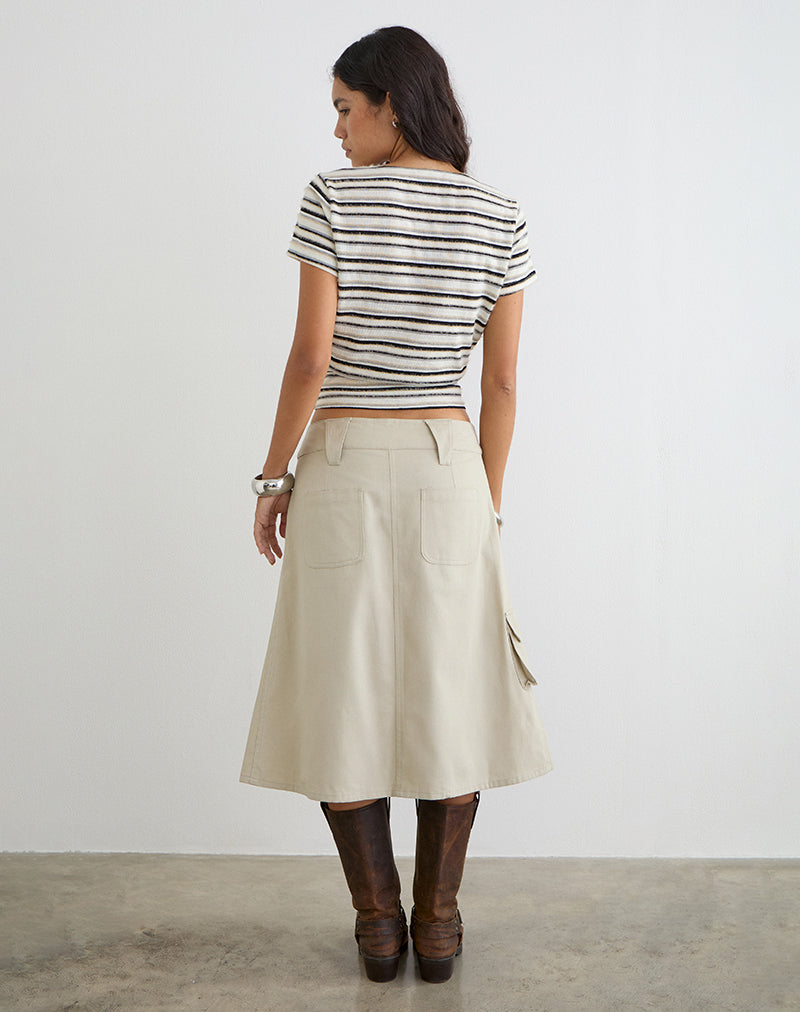 Image of Rovie Utilty Cargo Skirt in Twill Latte