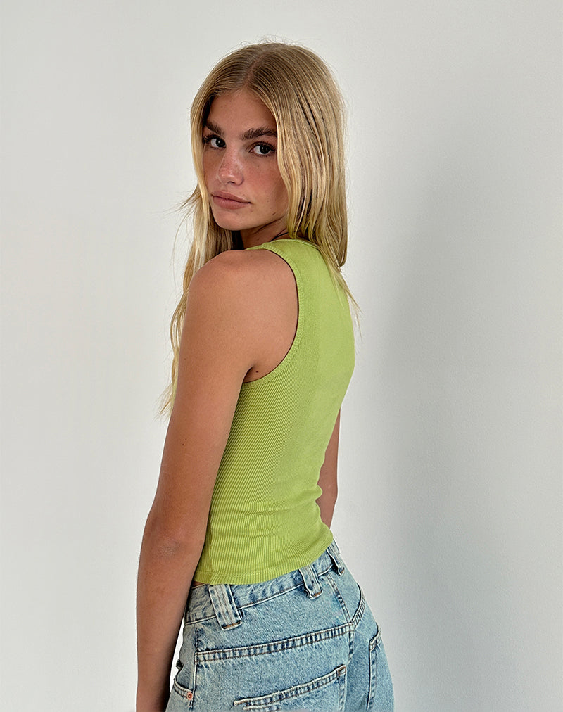 Image of Roxe Ribbed Vest Top in Leaf Green