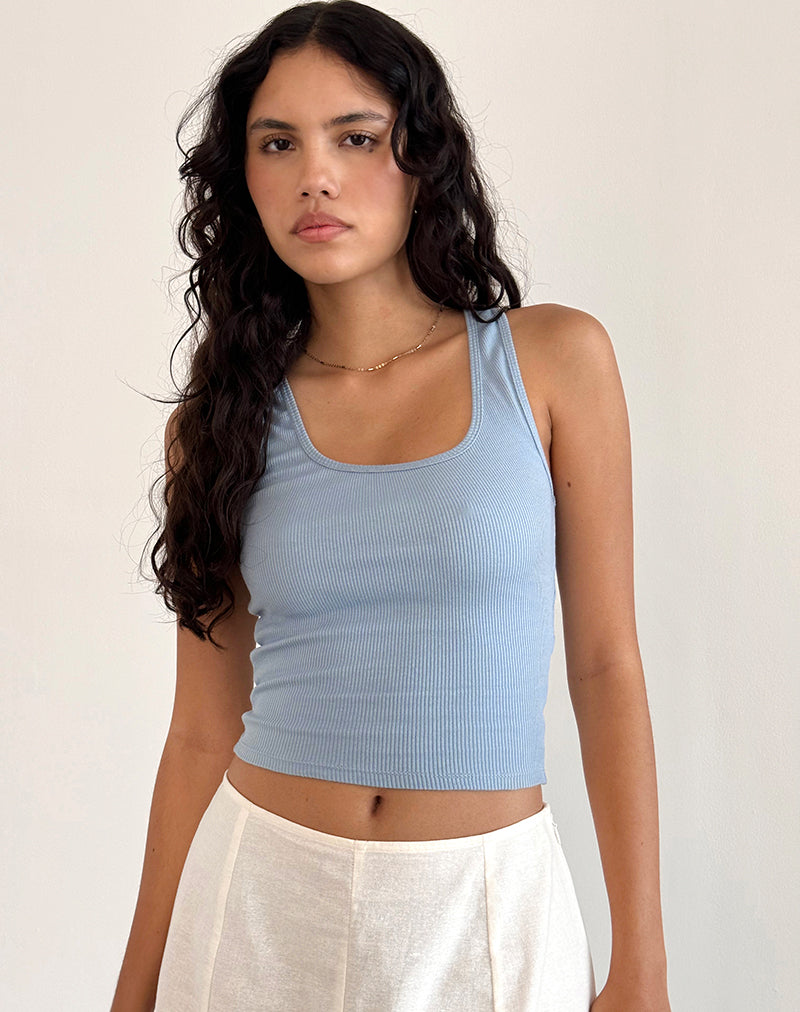 Image of Roxe Ribbed Vest Top in Nantucket Blue