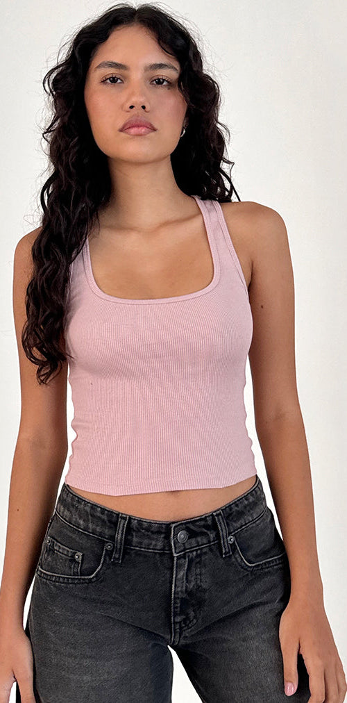 Image of Roxe Ribbed Vest Top in Pink Lady