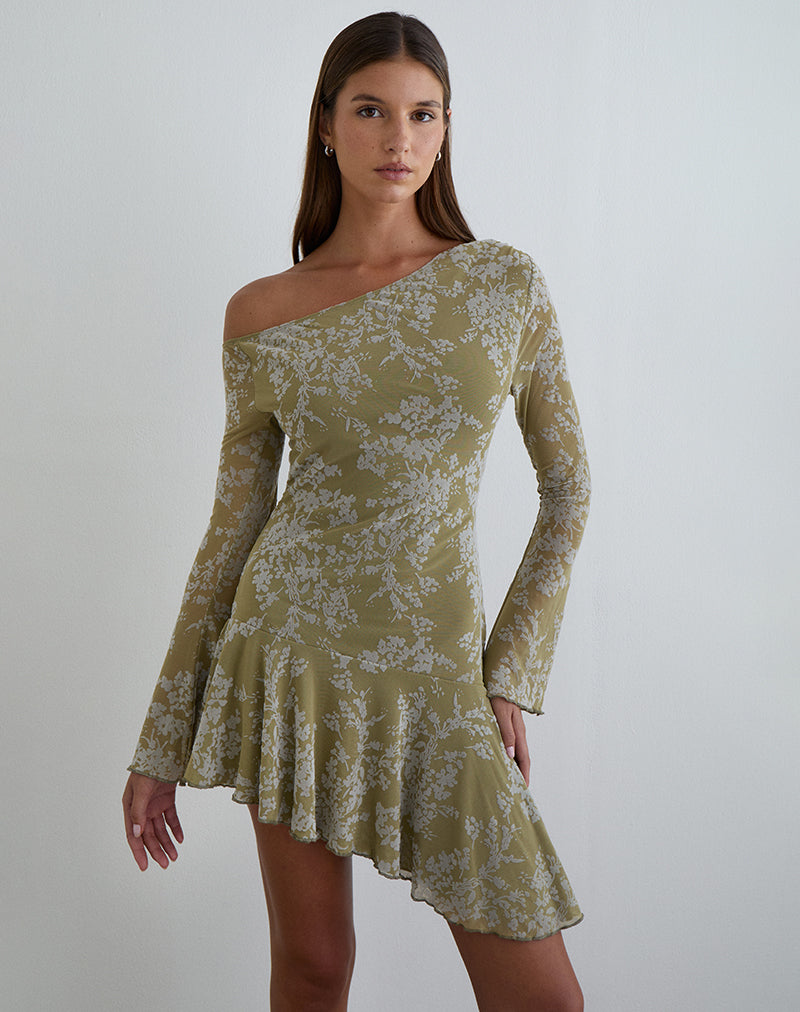 Imagen del minivestido Ruhato en color Moss Petal Olive.