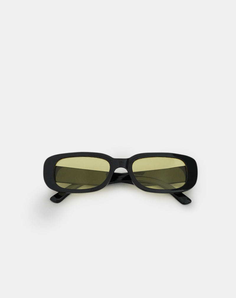 Rustina Sunglasses in Black with Yellow Lenses