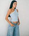 Image of Ruthie One Shoulder Frill Top in Light Blue
