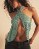 Image of Ruwiko Halterneck Top in Paisley Sequin Teal