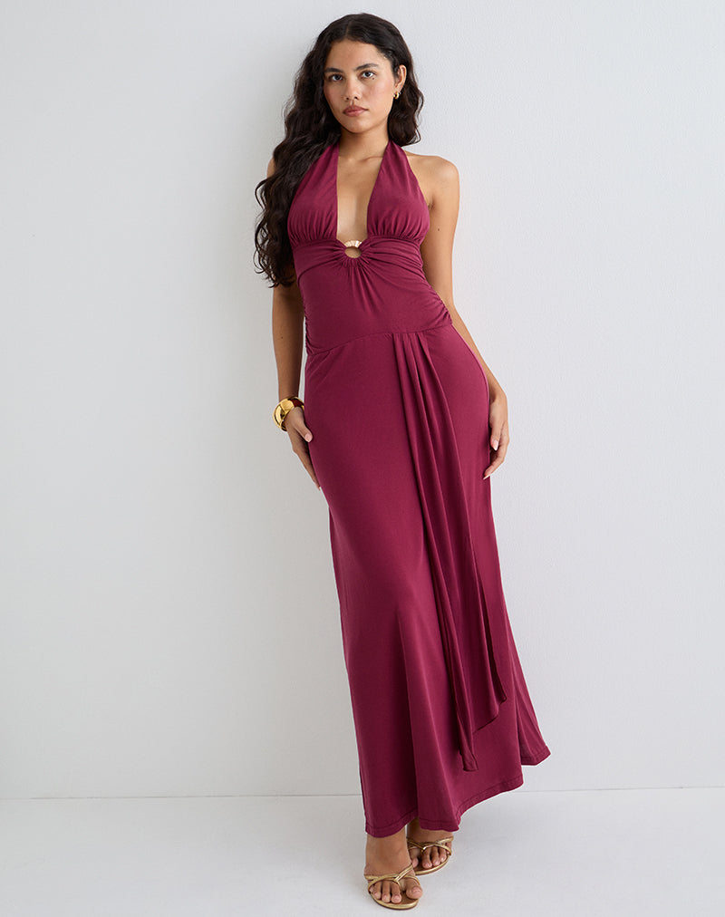 Image of Ryoko Maxi Dress in Cupro Burgundy