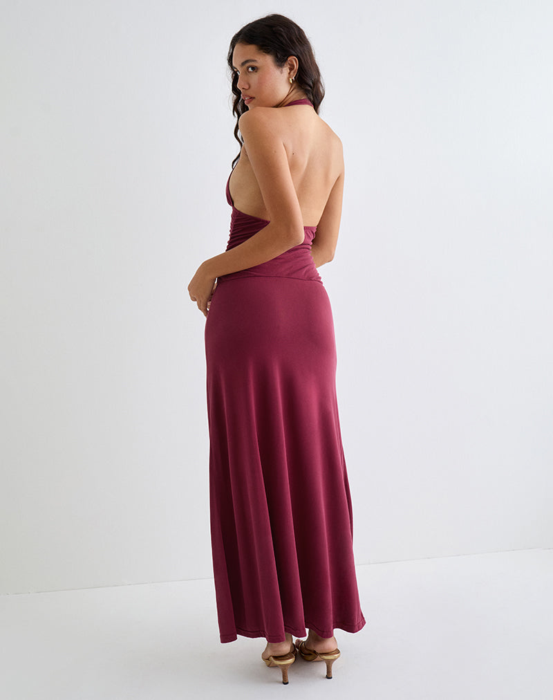 Image of Ryoko Maxi Dress in Cupro Burgundy