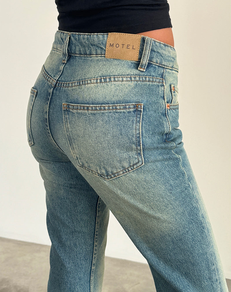 Image of Rigid Low Rise Flare Jeans in Sea Green