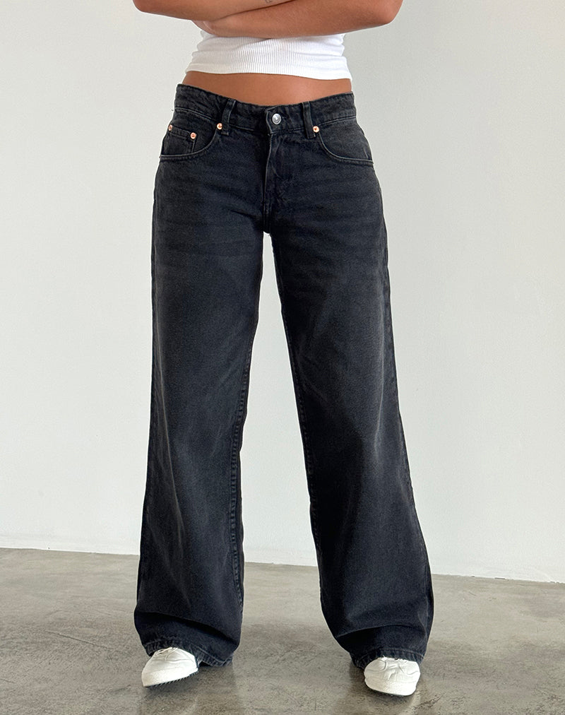 Roomy Extra Wide Low Rise Jeans in Washed Black