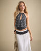 Image of Sabitah Keyhole Top in Studded Chiffon Dark Grey