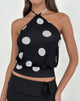 Image of Saerin Halter Top in Monochrome Black with White Polka Print