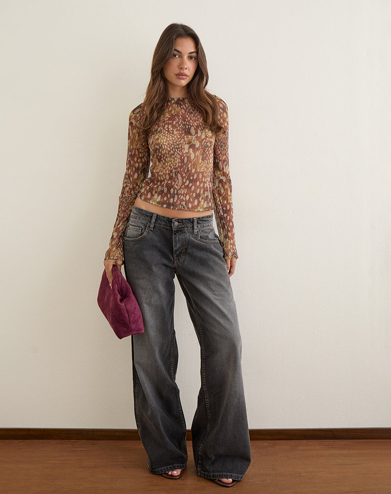 Haut Saezuru plissé, motif dalmatien, couleur « Shadow Honey Brown »