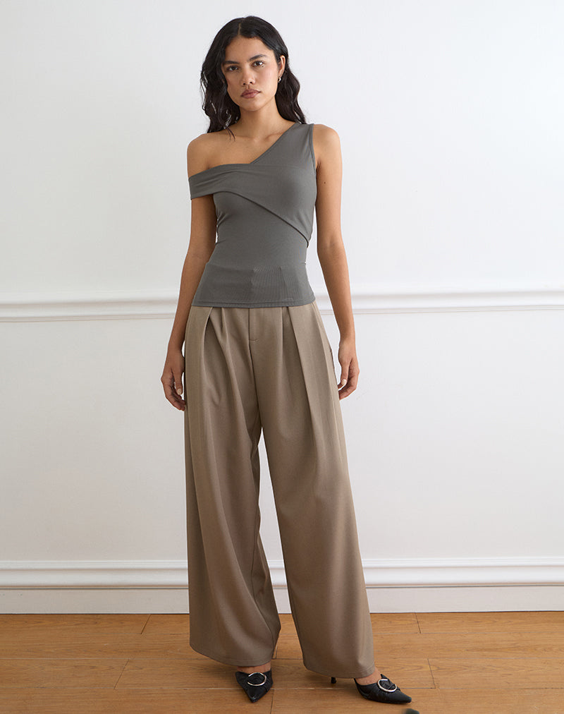 Image of Sahar Top in Ribbed Warm Grey Eco Lyocell