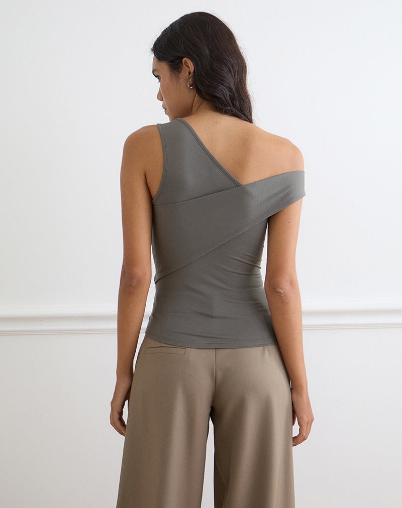 Image of Sahar Top in Ribbed Warm Grey Eco Lyocell