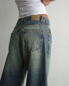 Image of Roomy Extra Wide Low Rise Jeans in Extreme Blue Green