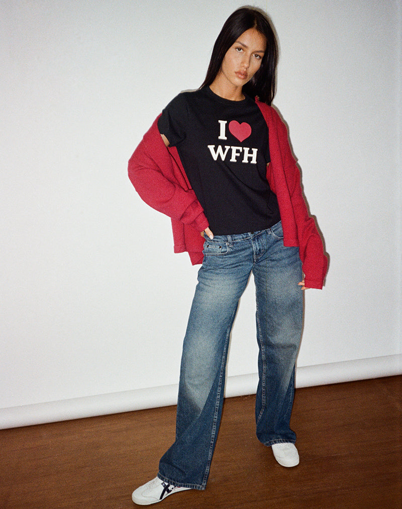 Sakha Top in Black with I Love WFH Slogan