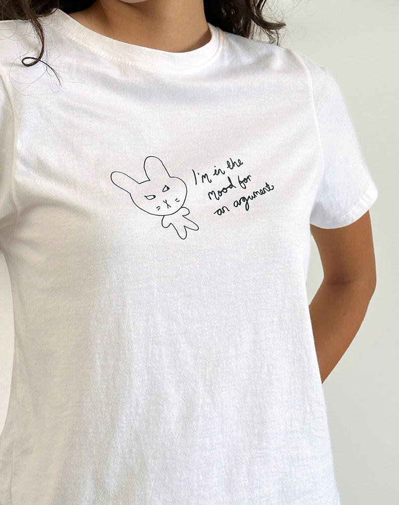 Image of Saki Tee in White Argument Mood Print