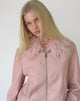 Image of Saku Jacket in PU Dusty Pink with Faux Fur Collar