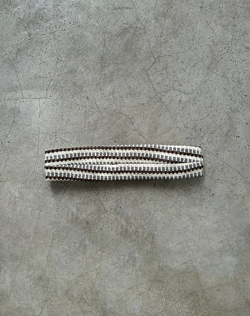 Image of Sala Headband in Brown Stripe Textured Rib