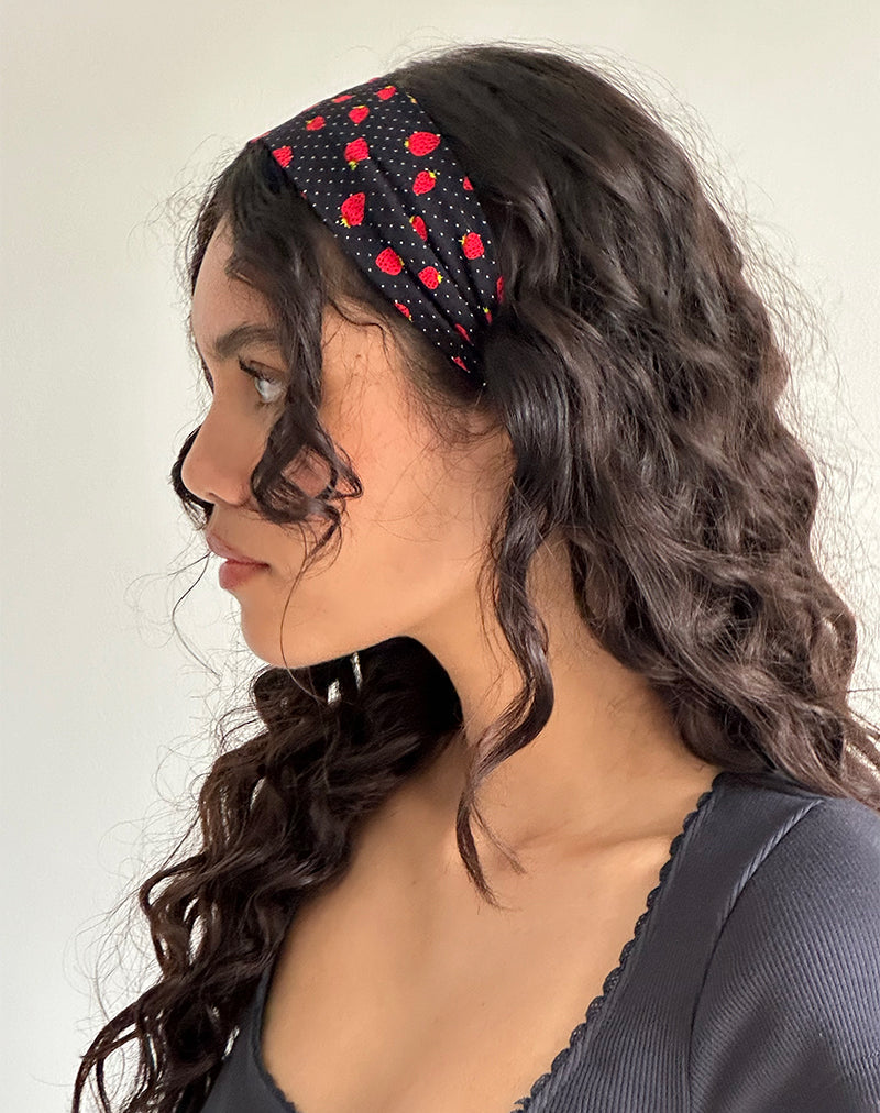 Image of Sala Headband in Strawberry Polka Black