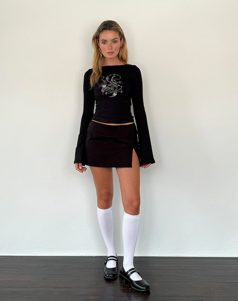 Image of Salaka Long Sleeve Top in Black Script Heart Graphic