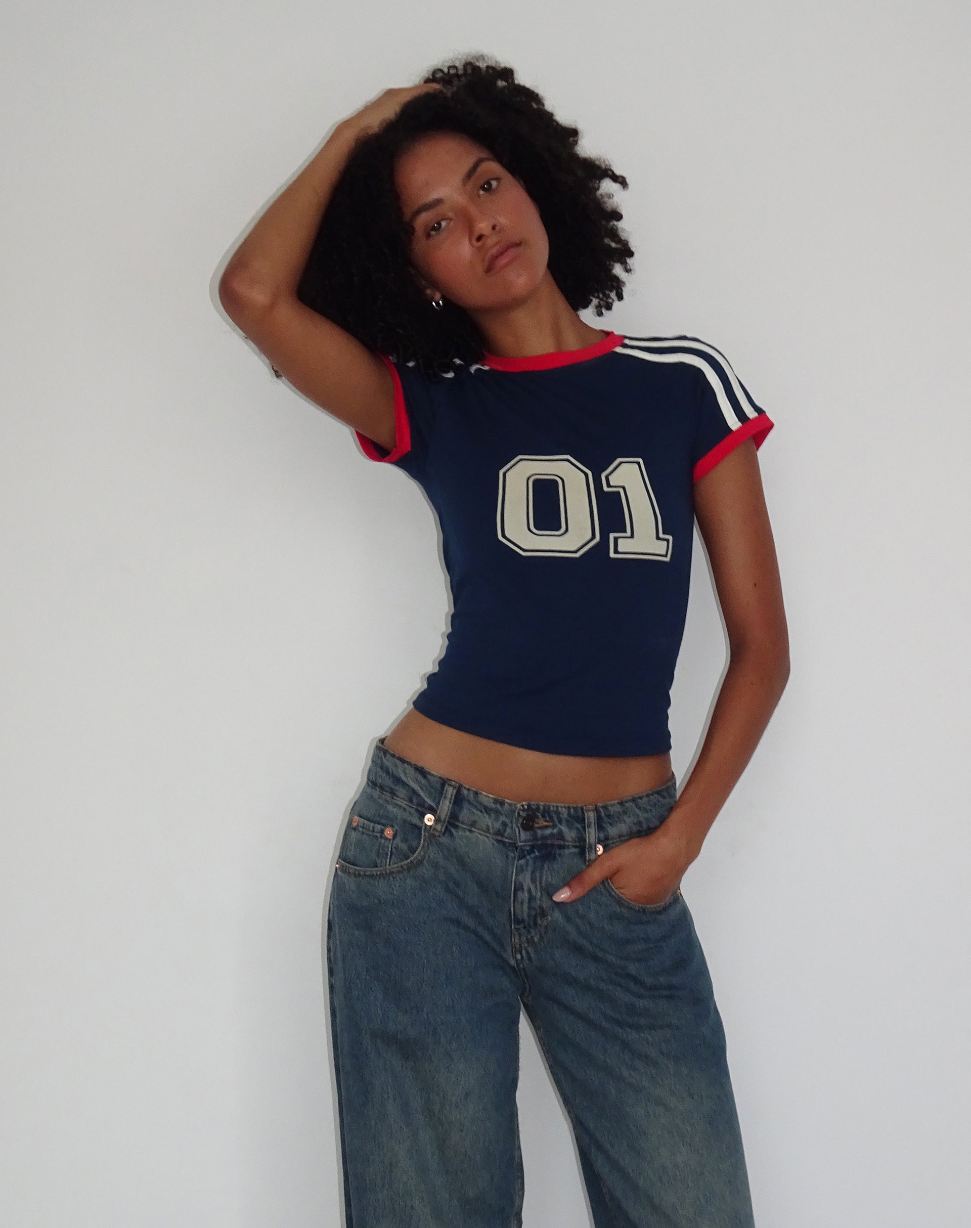 Image of Salda Sports Fitted Tee in Navy