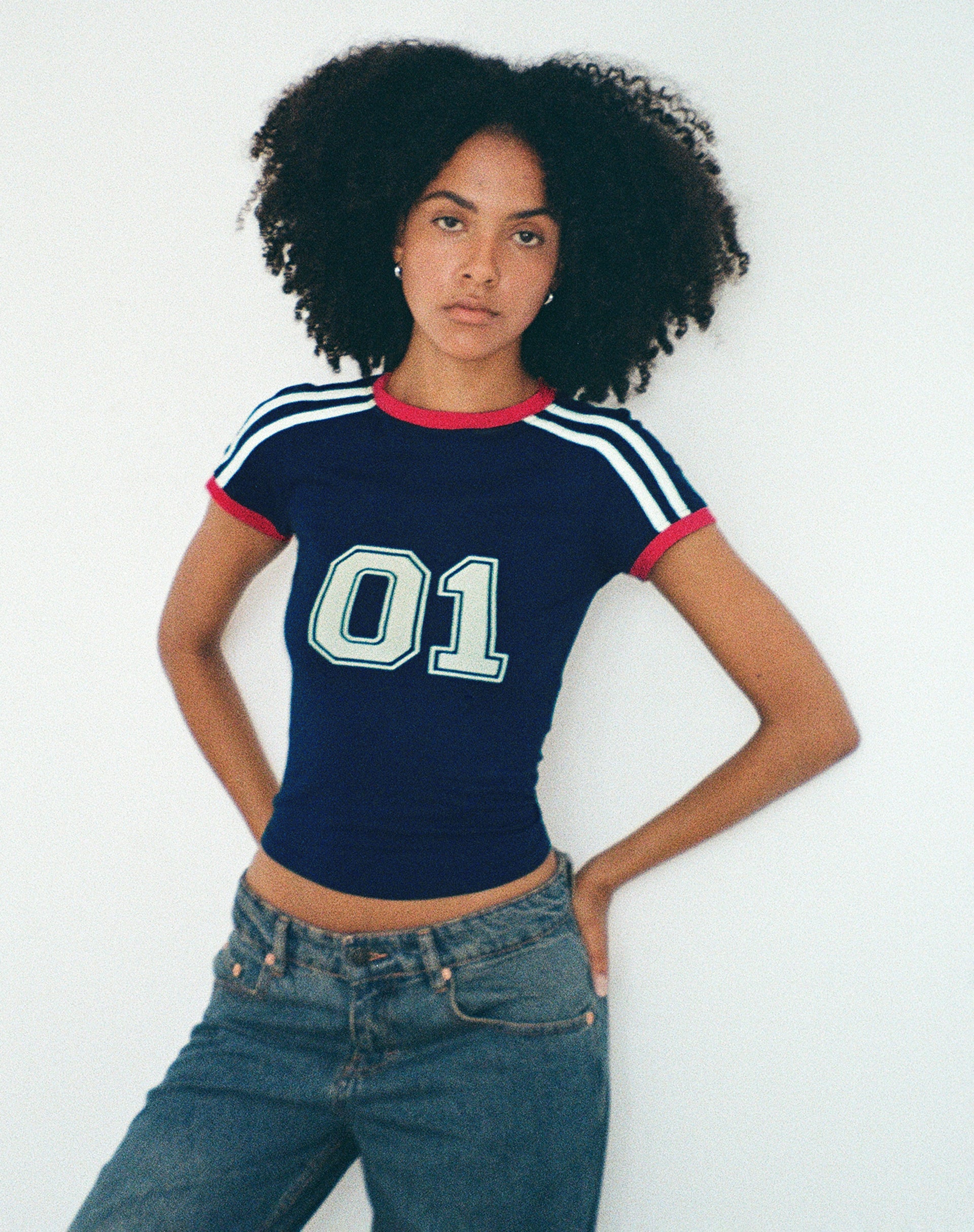Image of Salda Sports Fitted Tee in Navy