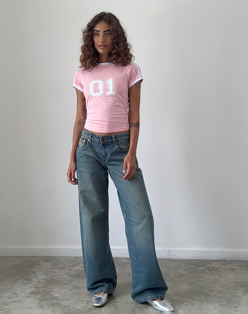 Image of Image of Salda Sporty Tee in Ballet Pink with White Binding