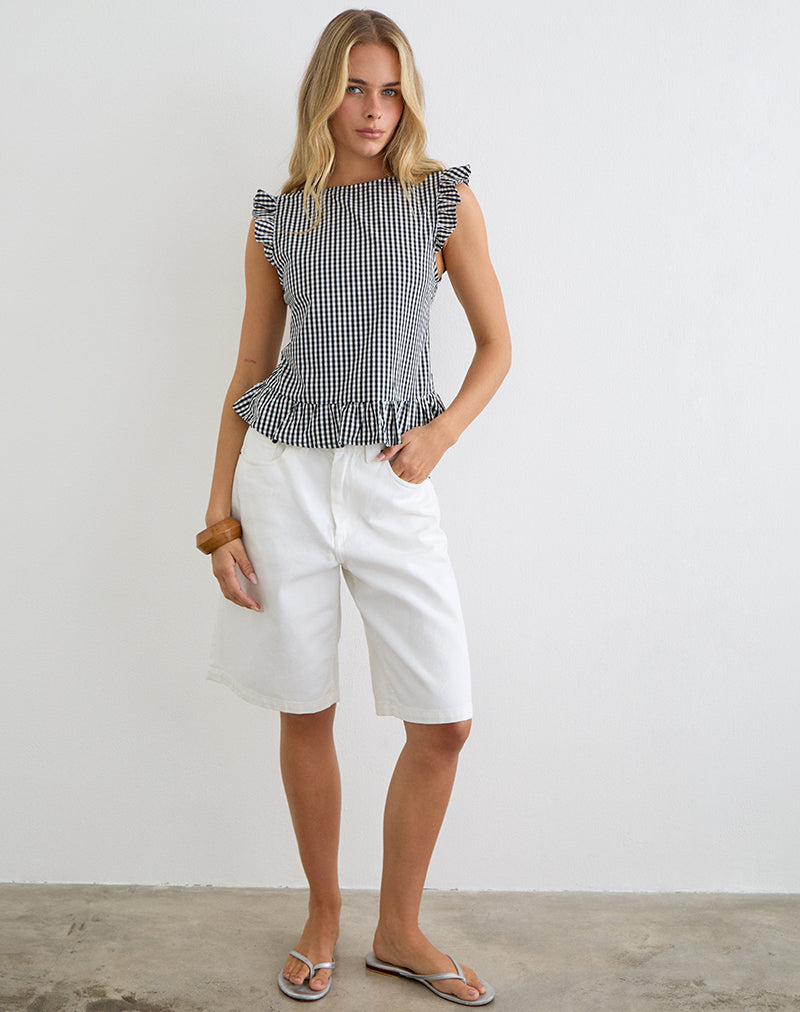 Image of Salome Peplum Top in Mini Gingham Grey