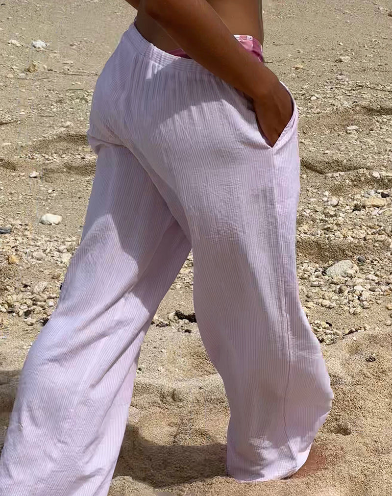 Image of Samir Trouser in Cotton Pink Stripe