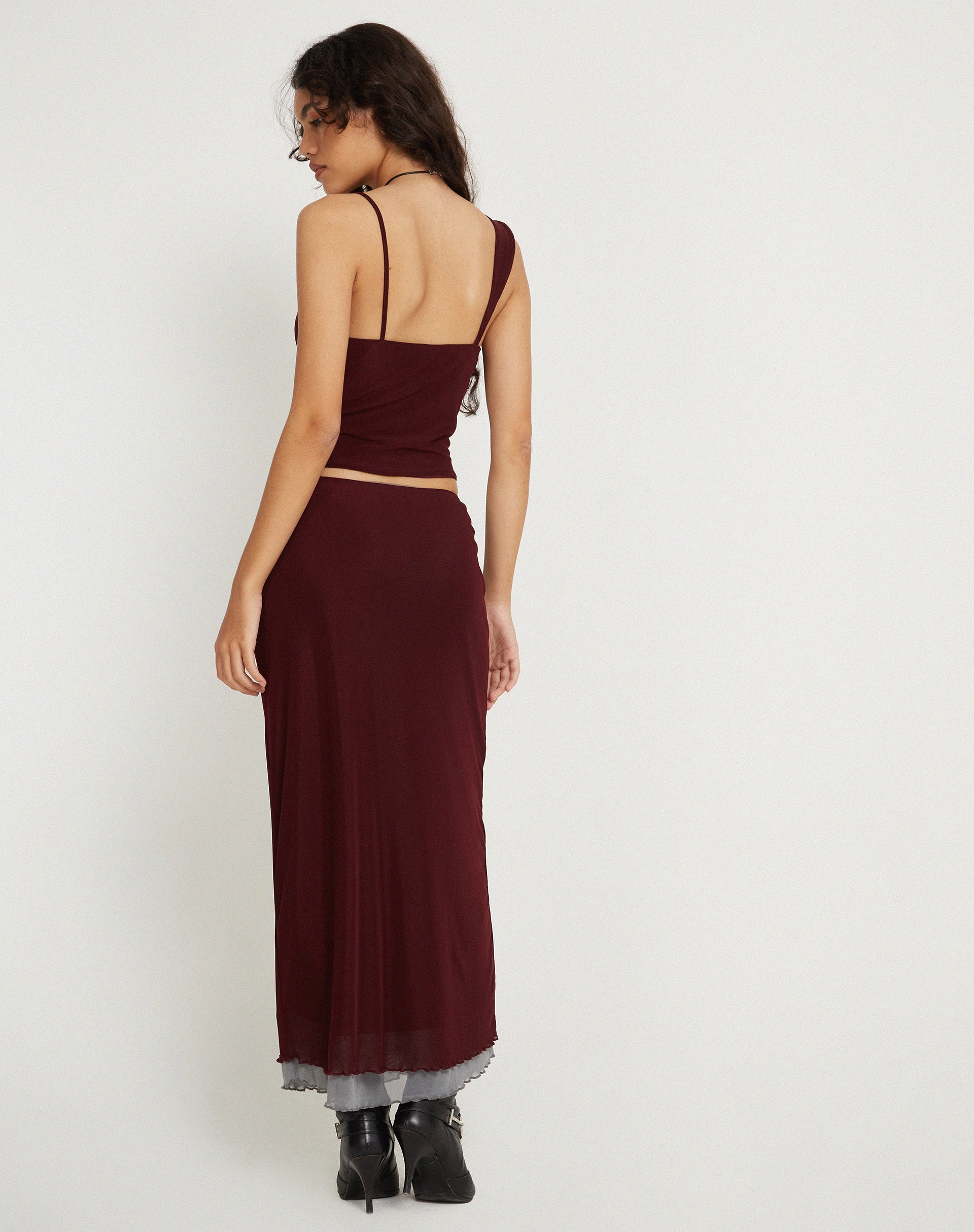 Burgundy skirt maxi best sale