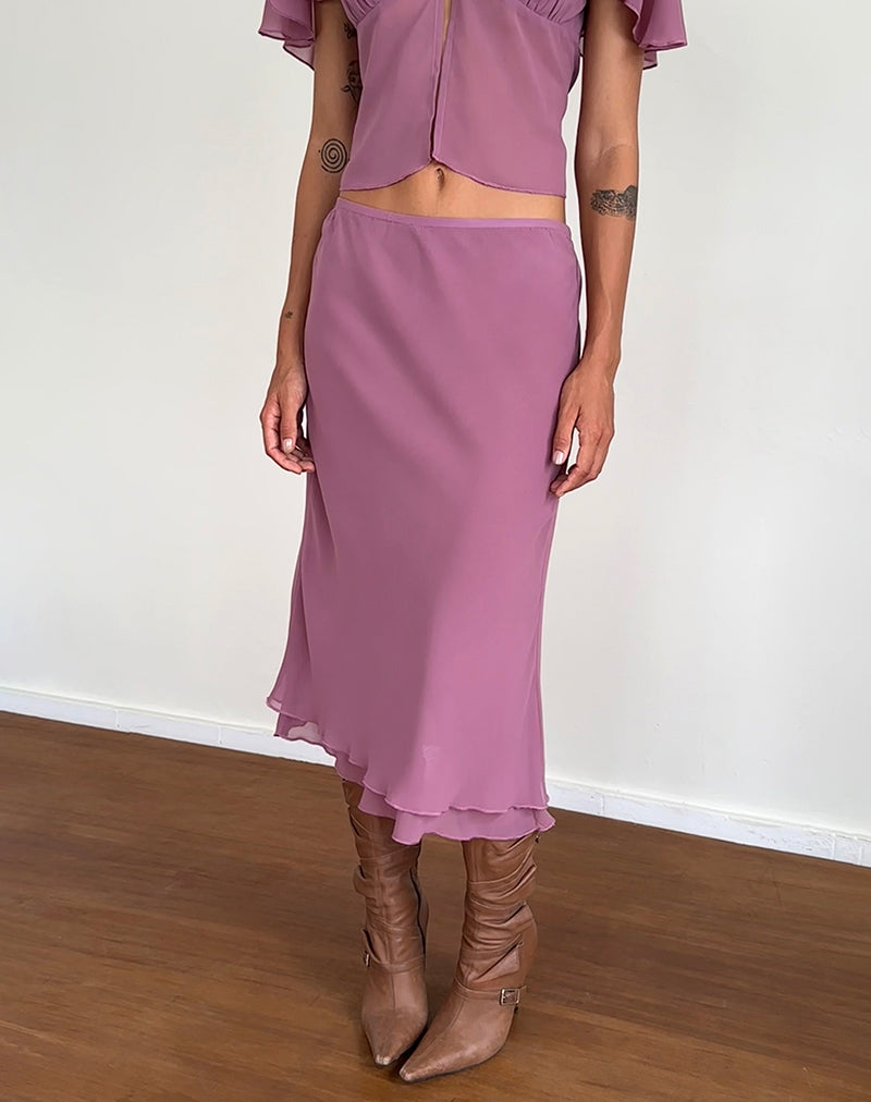 Suharni Midi Skirt in Chiffon Mauve