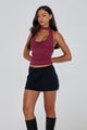 Image of Samwell Halterneck Top in Paisley Lace Burgundy