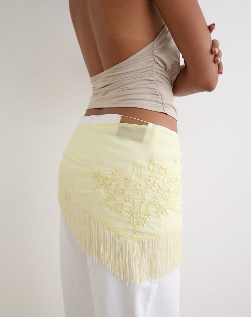 Image of Sanela Sarong in Lemon with Vintage Bloom Embroidery