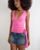 Image of Saneya Plunge Top in Rayon Jersey Deep Pink