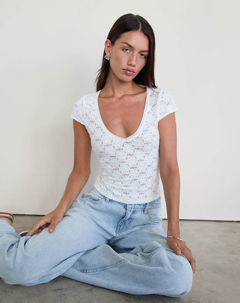 Image of Sanjana Top in Lace Ivory
