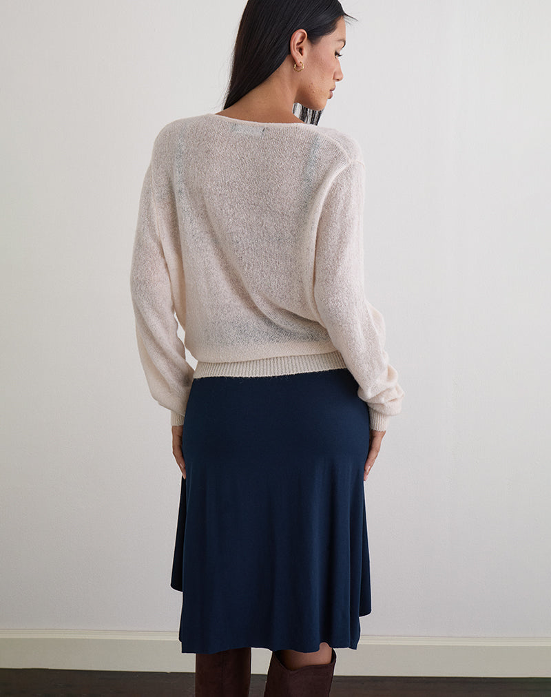 Image of Saroya Plunge Wrap Top in Knit Ecru