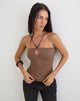 Image of Satuna Top with Beads in Shimmer Knit Brown