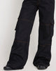 Image of Saul Wide Leg Cargo Trouser in Black with Orange Stitching