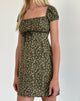 Image of Savio Mini Dress in Grunge Floral Khaki